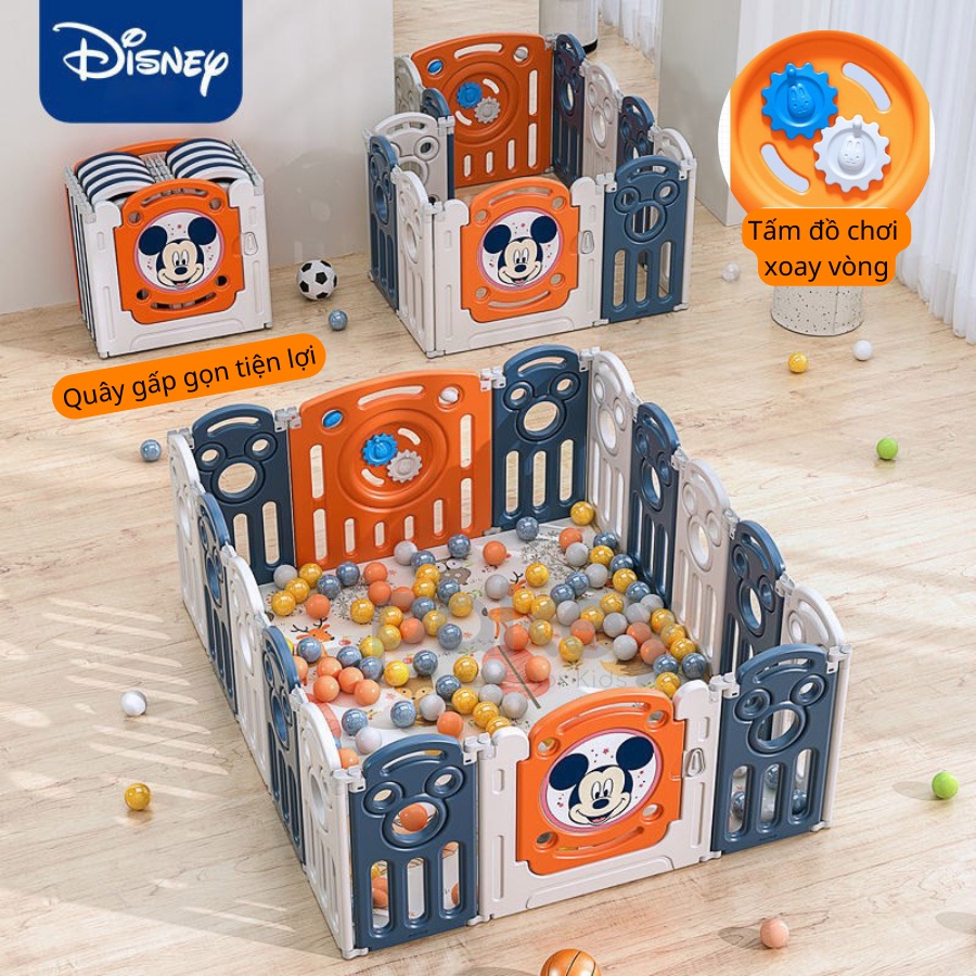Quây cũi nhựa gấp gọn Pakey MICKEY TẶNG KÈM 50 bóng + 1 thảm dày dặn SALE GIÁ SỐC