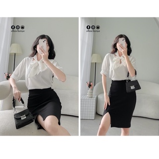 Áo kiểu tay lửng thắt nơ công sở Meow Boutique