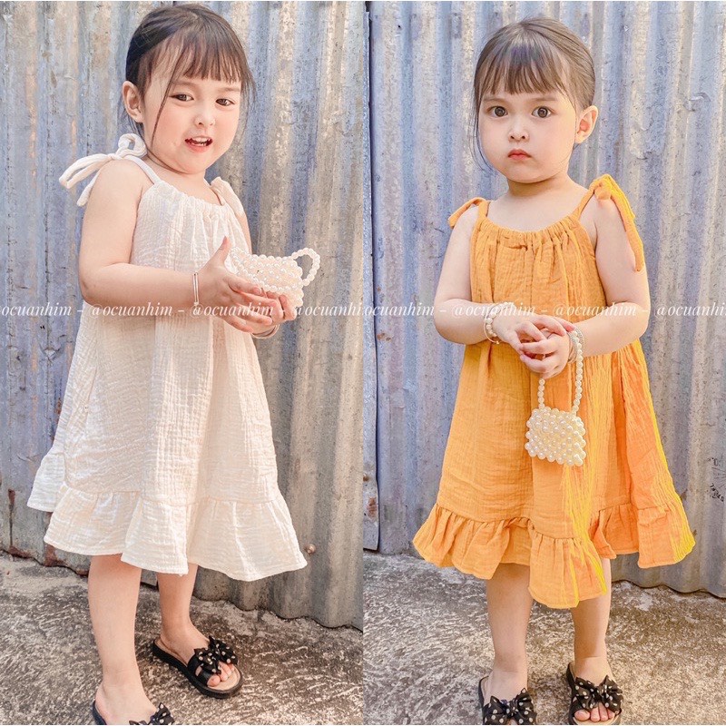 Váy 2 Dây Bé Gái 8-20kg Chất Thô Xốp Mềm Đuôi Cá, Đầm Đi Biển, Đi Chơi, Mặc Nhà Cho Bé - AN.KID