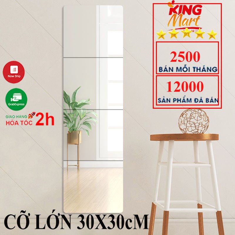 [CỠ LỚN 30x30cm] Gương dán tường TRÁNG GƯƠNG sáng bóng, DECOR phòng, Soi nhà tắm tiện dụng