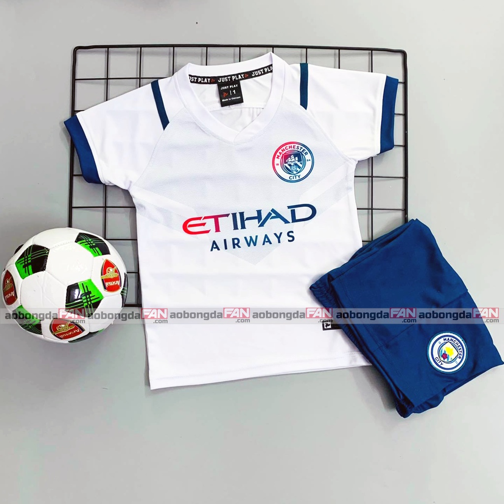 Set Đá Banh Man City Trắng Trẻ Em 2021 - Áo Đá Banh trẻ em 10 đến 40kg