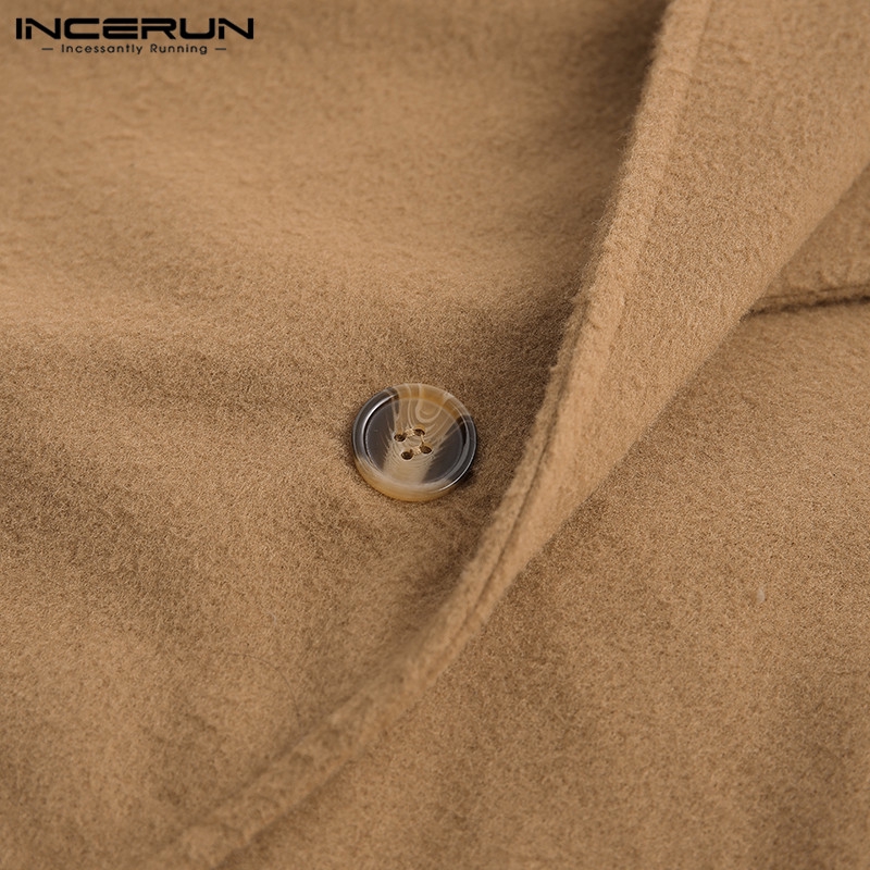 Áo khoác INCERUN dáng rộng màu trơn cổ điển cho nam