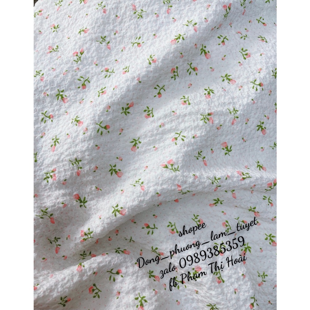 Vải đũi nhăn mềm mát co giãn nhẹ nụ hồng nhí