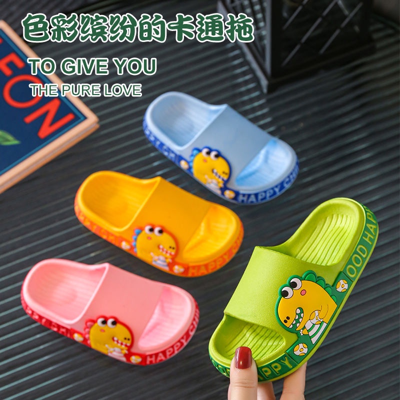 Dép Bánh Mì Dép Lê Cho Bé Họa Tiết Khủng Long Chất Liệu PVC Không Mùi Nhựa Chống Trơn Trượt Chính Hãng D006