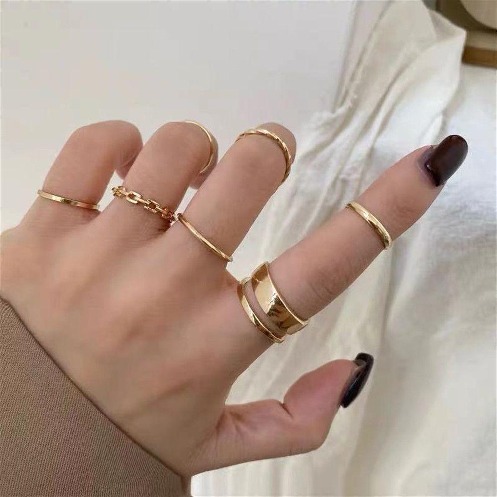 Bộ 7 Nhẫn Tròn Hở Phong Cách Thời Trang Cổ Điển Dành Cho Nữ