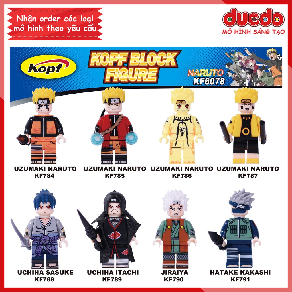 Minifigures các nhân vật Naruto , Sasuke, Kakashi - Đồ chơi Lắp ghép Xếp hình Mô hình Mini Kopf KF6078