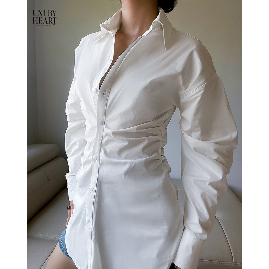 Áo sơ mi nữ Gina Shirt SMI005 thiết kế nhún eo, tay bồng thời trang - Uni By Heart | BigBuy360 - bigbuy360.vn