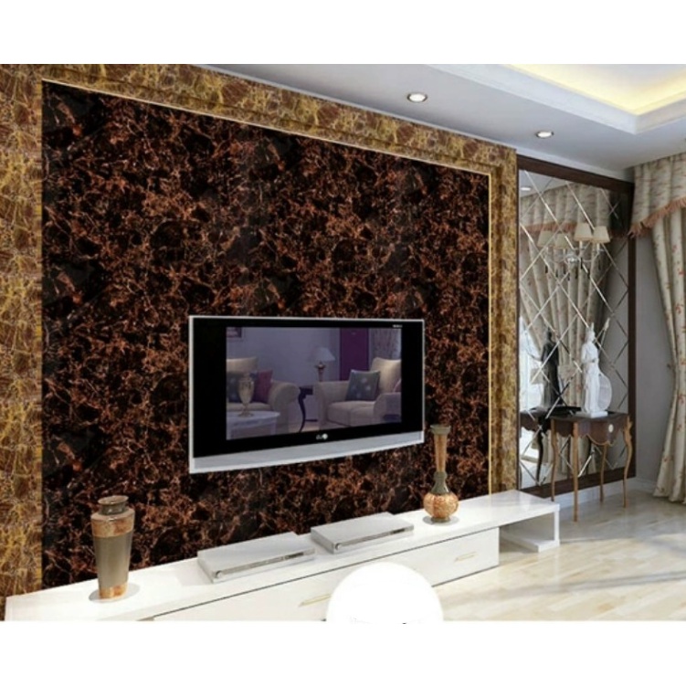 Decal tráng nhôm dán bếp ĐÁ HOA CƯƠNG NÂU ĐEN khổ 60cm có keo sẵn