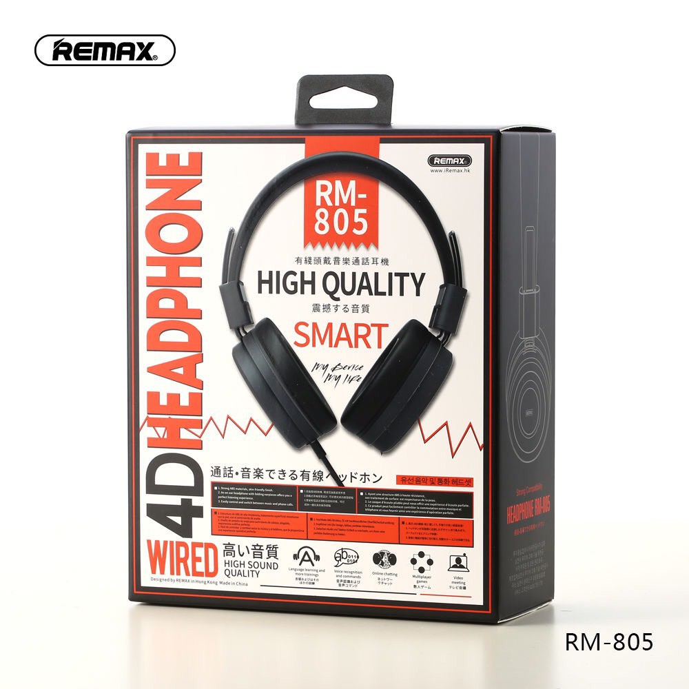 Tai nghe chụp tai có dây Remax RM-805 chính hãng nhận dạng giọng nói - Headphone