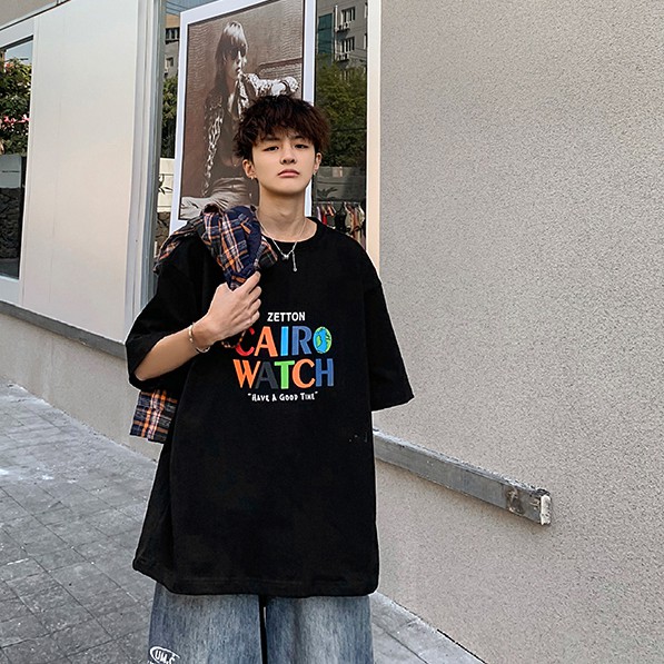 Áo Thun Dáng Rộng Tay Lỡ Phong Cách Hàn Quốc Dành Cho Nam Size M-5Xl