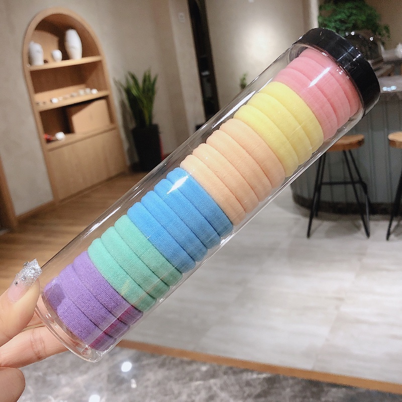 Dây Buộc Tóc Cao Su Co Giãn Không Đường May Màu Trơn Phong Cách Morandi Thời Trang Hàn Quốc