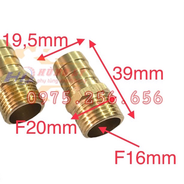 Nối Đồng ren ngoài 20mm đuôi chuột 20mm Rơ le mở nước phụ tùng nông nghiệp phụ tùng Hùng Lỳ