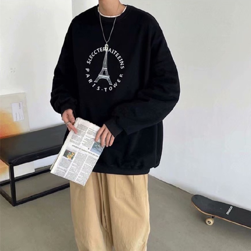 Áo sweatshirt tay dài dáng rộng mặc chui đầu size M-5XL ấm áp phong cách Nhật Bản thời trang dành cho nam