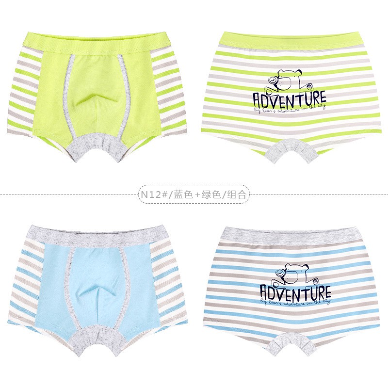 Bộ 2 Quần Lót Boxer Cotton In Họa Tiết Dễ Thương Cho Bé Trai