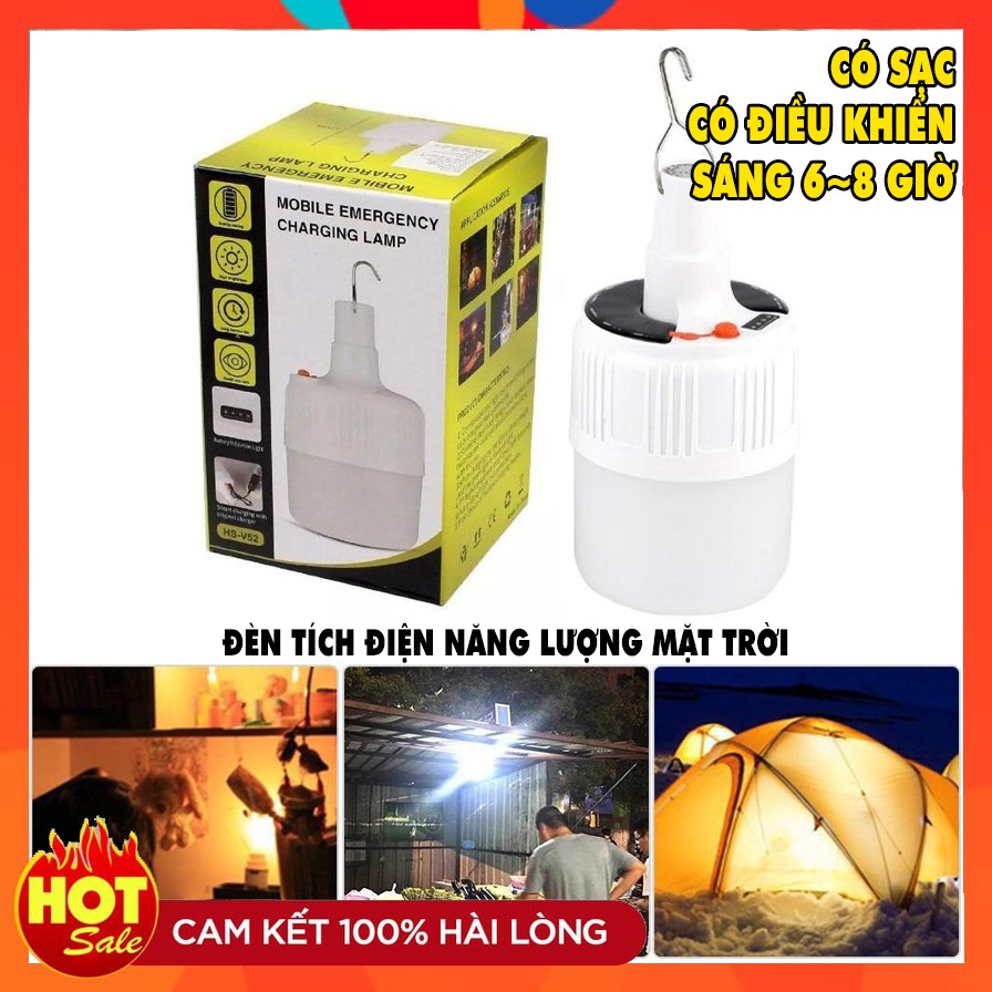 Bóng Đèn Tích Điện Năng Lượng Mặt Trời Chính Hãng Có Điều Khiển Siêu Sáng Siêu Tiện Lợi