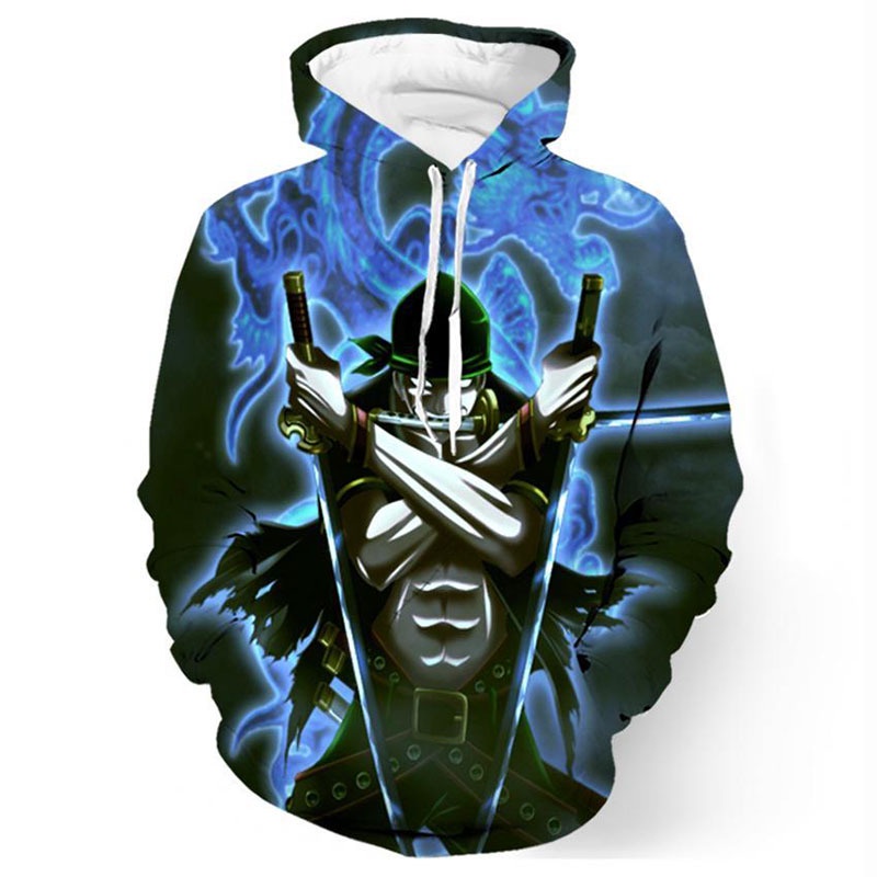 Áo Hoodie Thể Thao Tay Dài In Hình Roronoa Zoro 3D One Piece Thời Trang Thu Đông Cho Nam Và Nữ