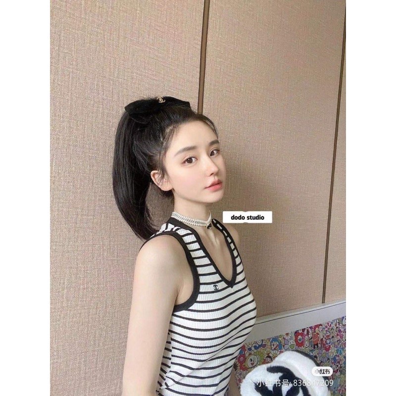 Áo ba lỗ/ tanh top kẻ ngang đen trắng thương hiệu 𝘾𝙝𝙖𝙣𝙚𝙡 Channel CN