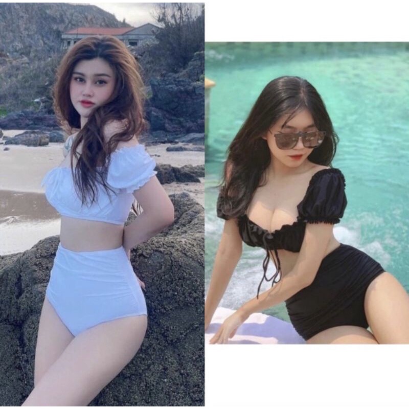 Đồ bơi áo tắm tay bồng phối quần lưng cao che khuyết điểm đi biển đẹp đủ màu BIKINI SÀI GÒN