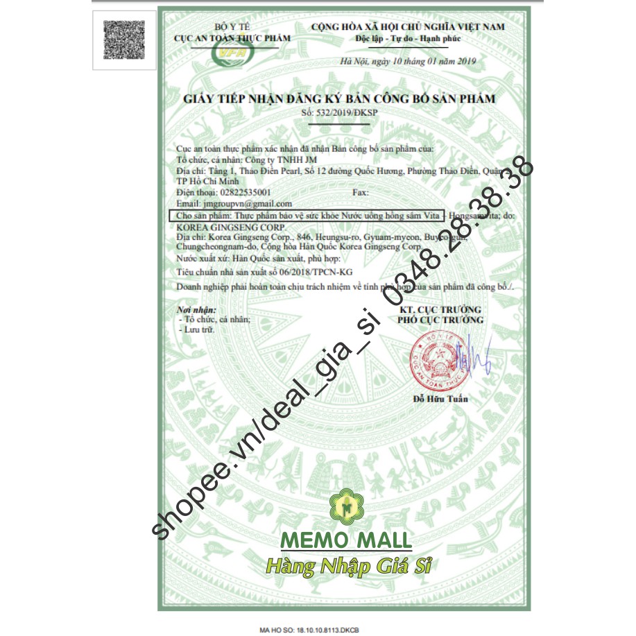 NƯỚC HỒNG SÂM KGC VITA HÀN QUỐC hộp màu vàng tươi mát