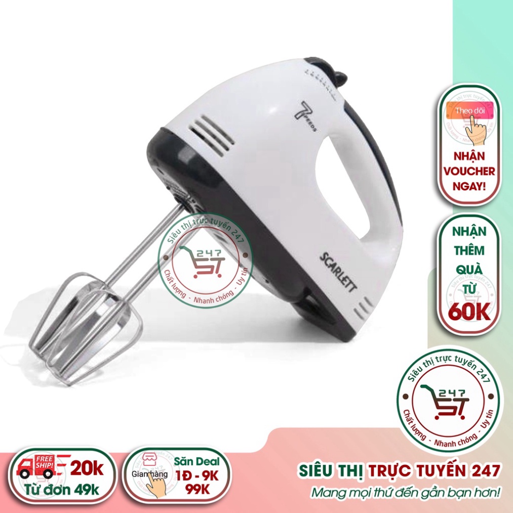 Máy Đánh Trứng Cầm Tay - Máy Đánh Trứng Mini Cầm Tay Scarlett 7 Tốc Độ Cực Mạnh - Hoạt Động Êm Ái