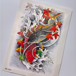 Hình xăm dán cá chép đôi tặng hình xăm dán mini