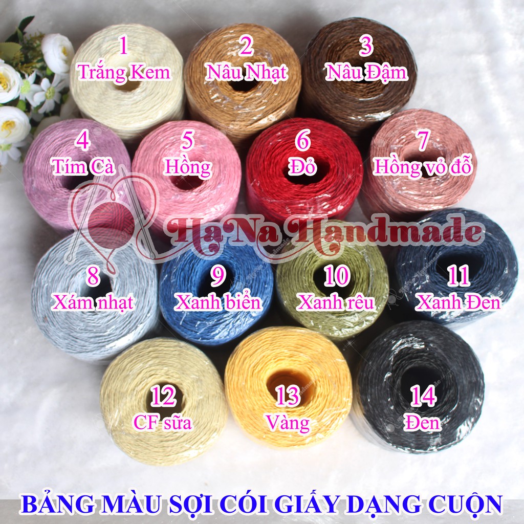 Combo sợi cói giấy, canvas dạng tròn và phụ kiện túi xách, sợi cotton việt nam