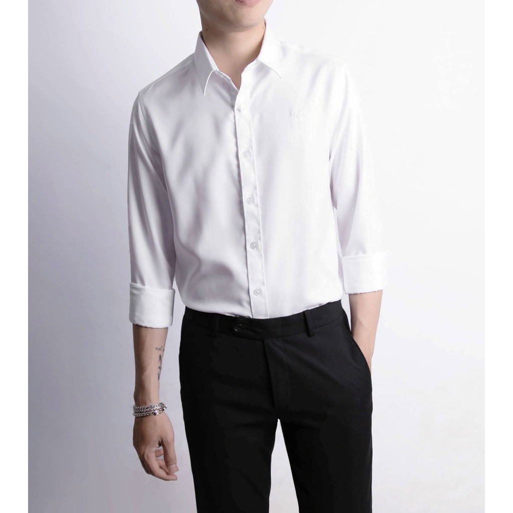 Áo sơ mi nam dài tay trắng ,đen,xanh,xám cổ bẻ ,hàng chuẩn xuất, chất liệu co giãn ,ôm dáng slim body thiết kế trẻ trung