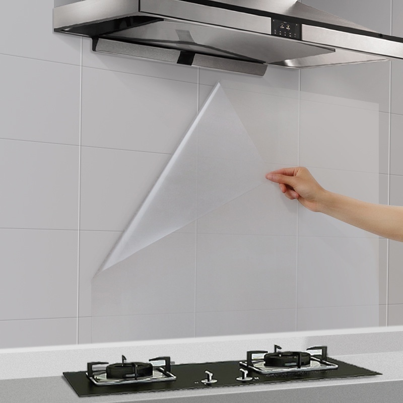 Miếng dán tường trong suốt 60cm*3m chống dầu mỡ nhà bếp tiện dụng