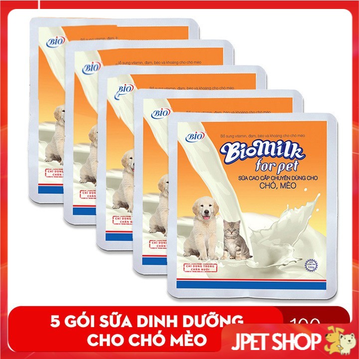 [Mã PET50K giảm Giảm 10% - Tối đa 50K đơn từ 250K] Combo 5 gói sữa BIO MILK 100g - Jpet shop