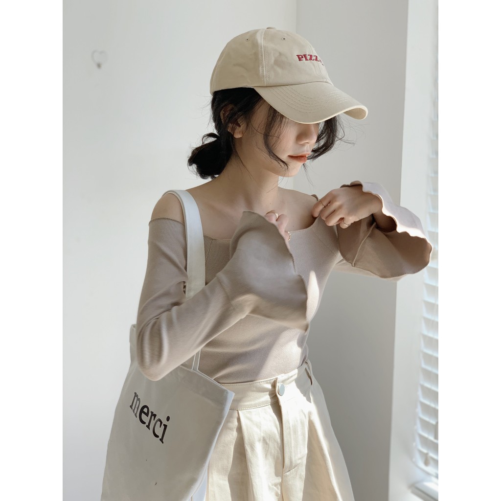 Áo trễ vai thun tăm tay loe TKP109 1994closet