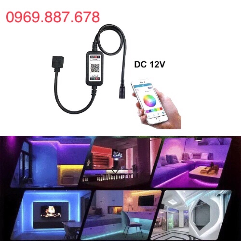 Led dây đổi màu bằng áp điện thoại cuộn 5m, led dây nháy theo nhạc có remote điều khiển