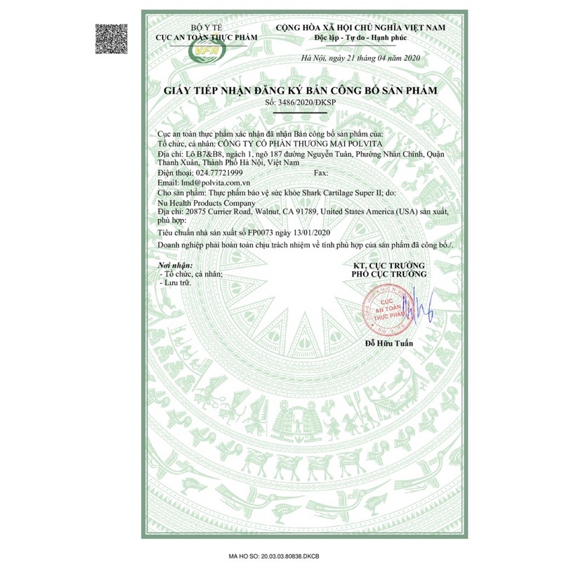 Viên Uống Sụn Cá Mập Shark Cartilage Super II Nuhealth của Mỹ - 100 viên - Hàng Chuẩn Mỹ