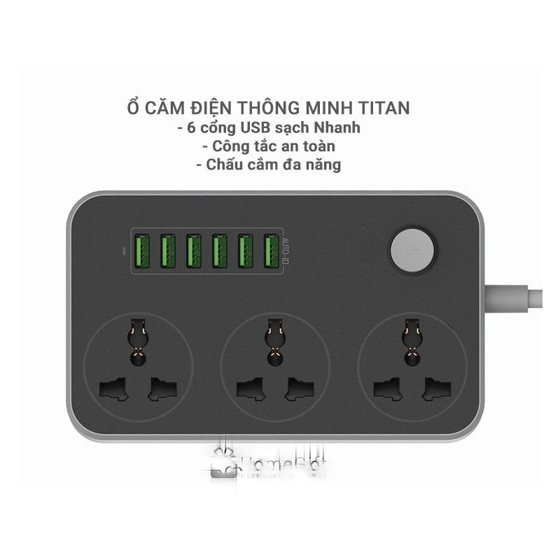 Ổ CẮM ĐIỆN THÔNG MINH  6 USB SẠC NHANH 3.4A - ĐA NĂNG - SENVANGSHOP