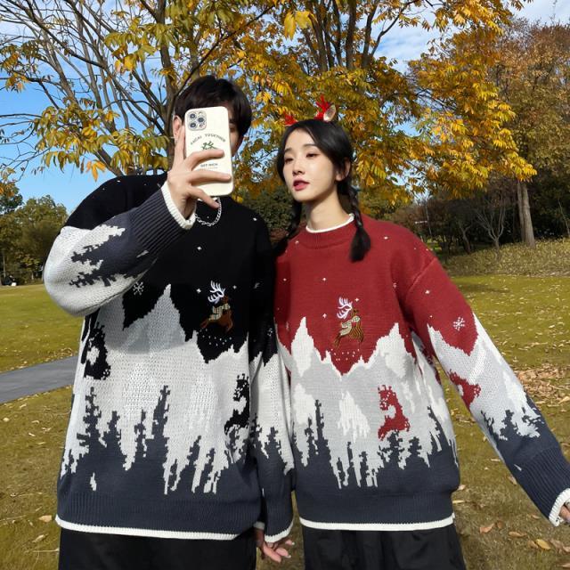 Áo Sweater Dệt Kim Thời Trang Năm Mới Xinh Xắn Dành Cho Cặp Đôi