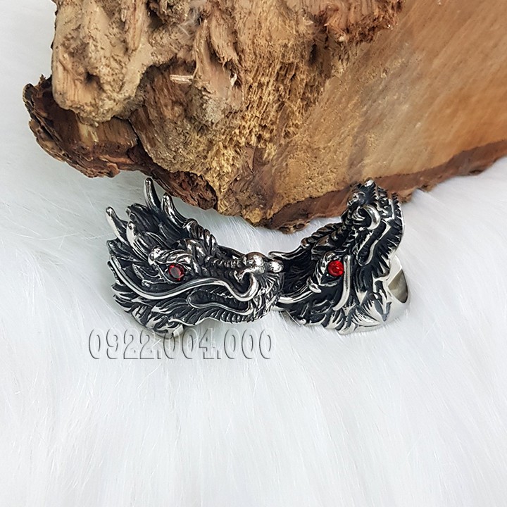 Nhẫn đầu rồng mắt đỏ bảng lớn, nhẫn nam NF405.