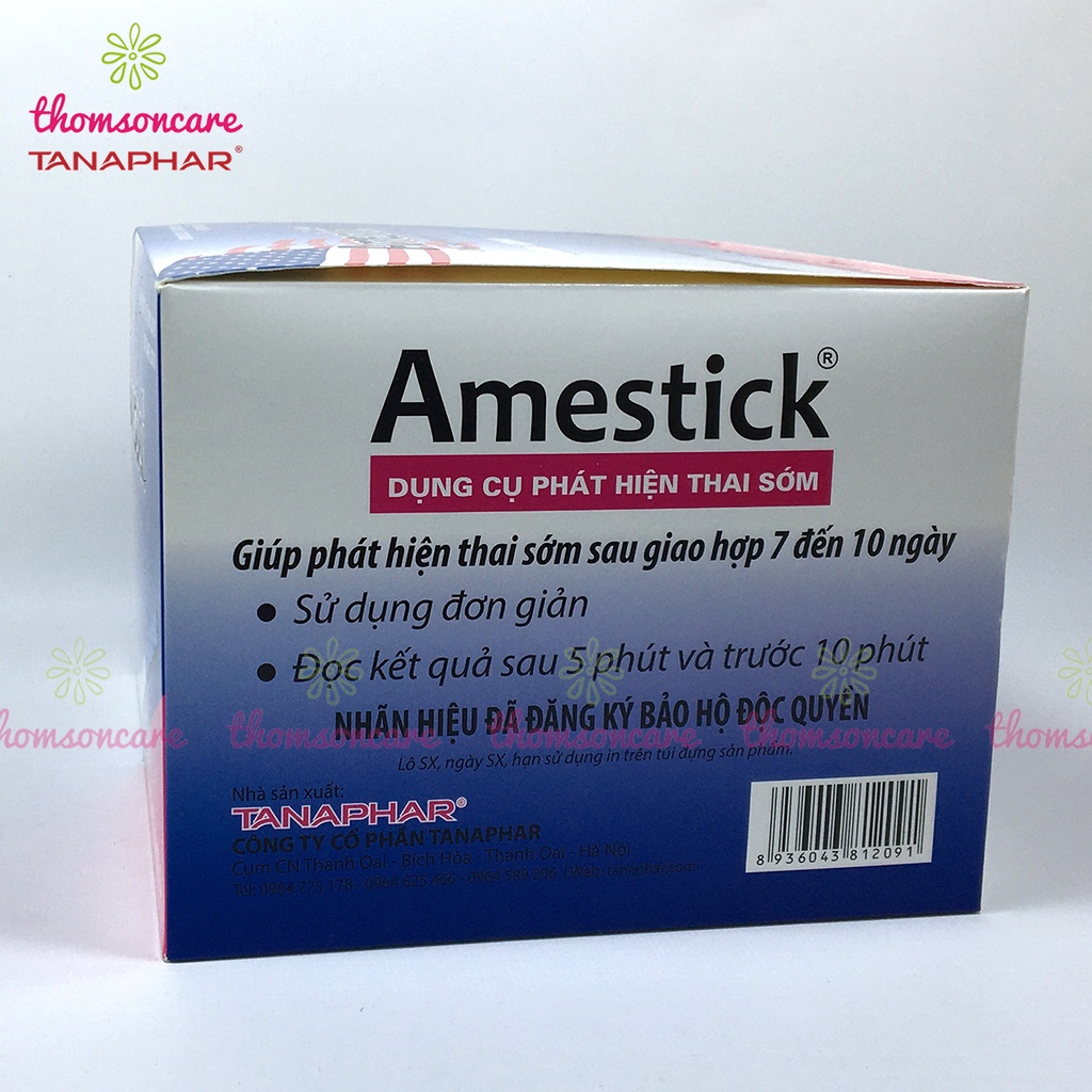 Que thử thai sớm Amestick - Test chính xác dễ sử dụng thử thai hai vạch nhanh hiệu quả tức thì - Combo 3 hộp