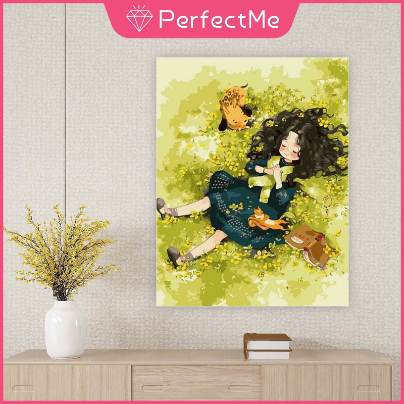 Bộ tranh sơn dầu 40X50cm tự làm họa tiết cô gái lãng mạn dùng để trang trí nhà