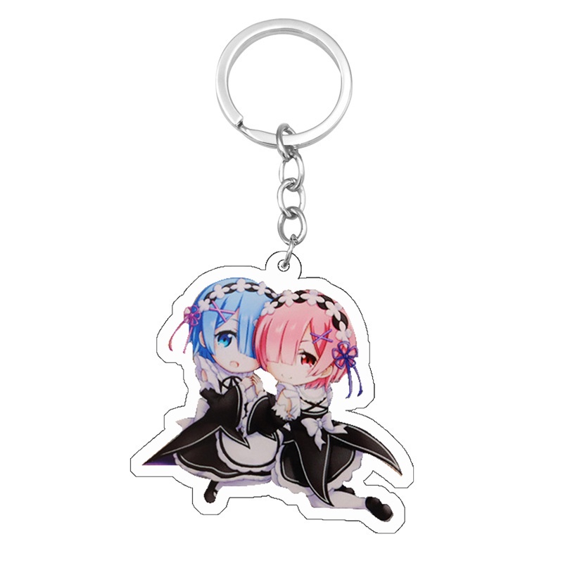 Tmdbyx Móc khóa hai mặt bằng acrylic hình anime Re:life in a Different World from Zero Rem Ram