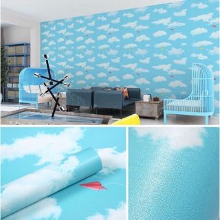 Giấy dán tường bầu trời mây xanh