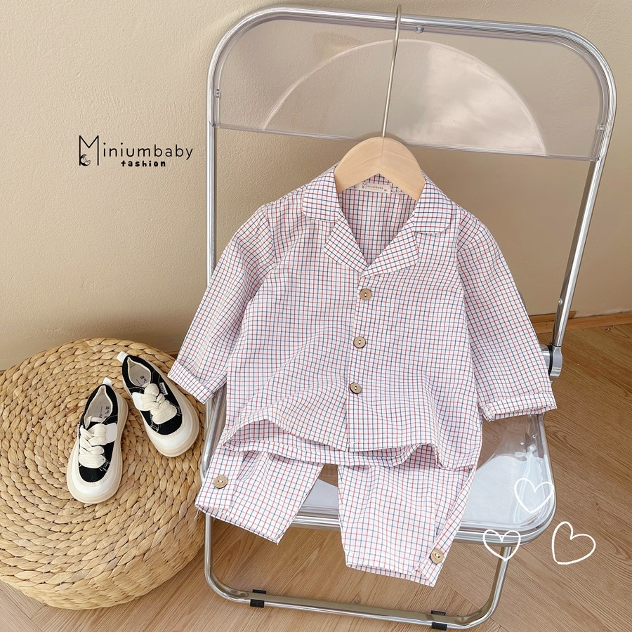 Bộ Pijama kẻ sọc dài tay thu đông cho bé trai/ gái bé gái chất thô cara, quần áo ngủ trẻ em miniumbabyfashion SB1319