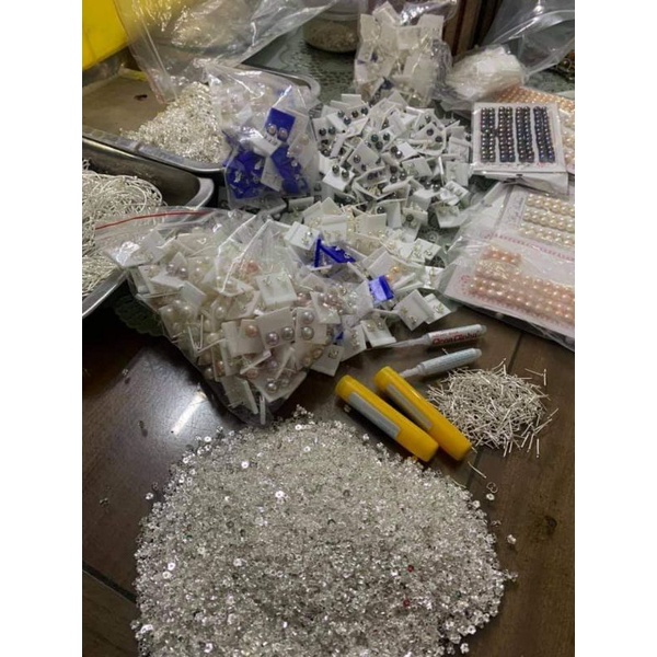 PHÔI BÔNG TAI BẠC GẮN TRAI HOẶC ĐÁ - NỤ ĐINH