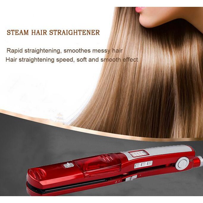 Máy duỗi tóc hơi nước Kemei với tấm duỗi gốm làm nóng nhanh tạo kiểu tóc chuyên nghiệp