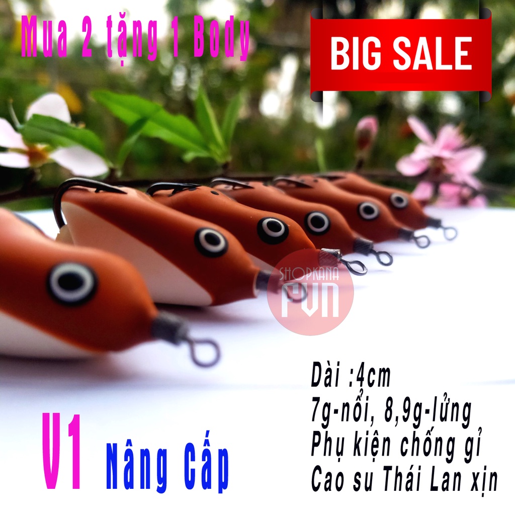 Mồi câu NHÁI HƠI V1 ( Chất lượng, giá rẻ nhất), handmade, cải tiến phần mỏ nhái