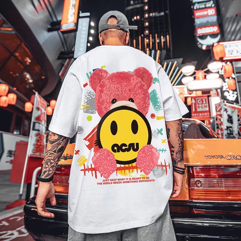 Áo Thun Dáng Rộng In Họa Tiết Hoạt Hình Phong Cách Hip Hop Nhật Bản Thời Trang Mùa Hè Cho Nam Cỡ M-8XL