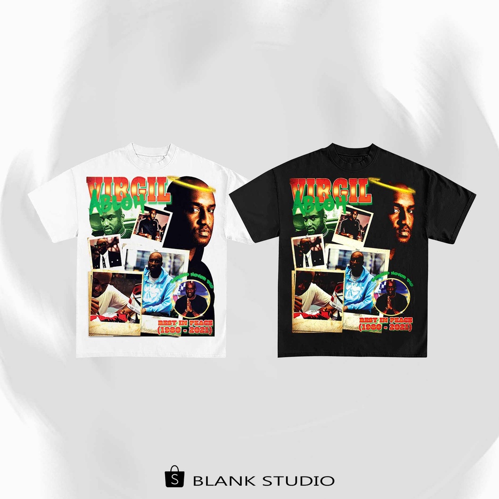 BLANK | Áo Thun Virgil Abloh Tay Lỡ Unisex - Đen/Trắng Cổ Tròn