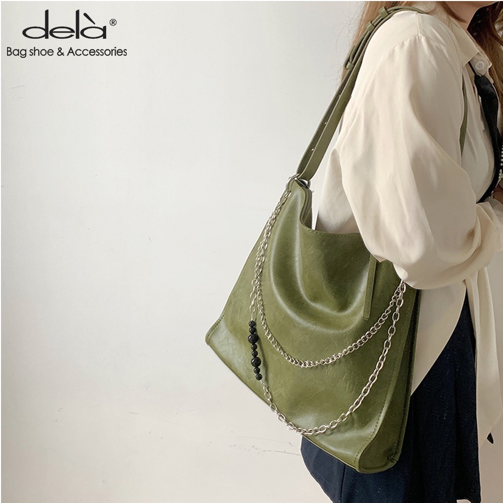 Dela Túi Xách tote Màu Xanh Bơ Xanh Quả Bơ Sức Chứa Lớn Phong Cách Hàn Quốc Thời Trang Mùa Hè Hàng Mới Dành Cho Bạn Nữ