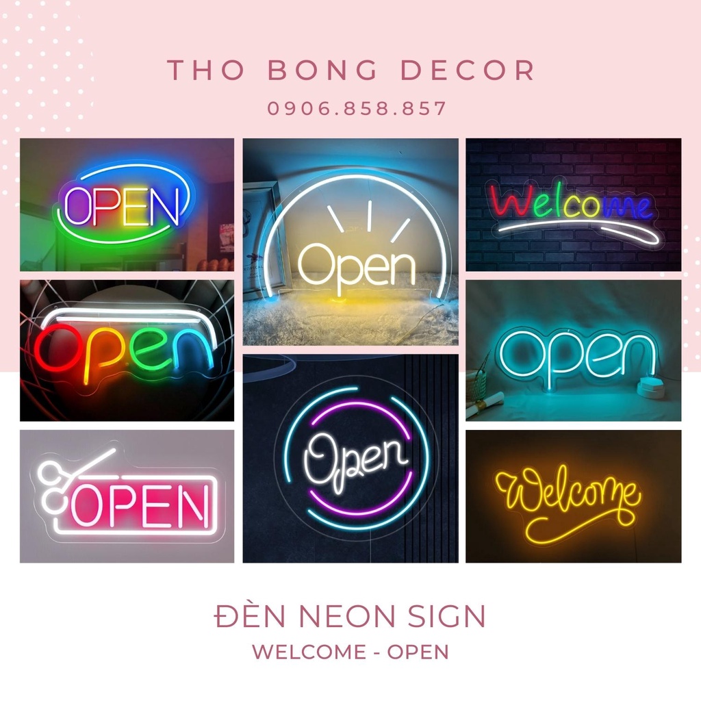 Đèn Led Neon Sign : WELCOME, OPEN , TOILET