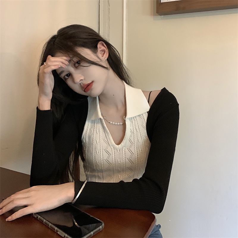 Áo hai dây ZHELIHANGFEI dệt kim dáng ngắn thời trang mùa hè cho nữ