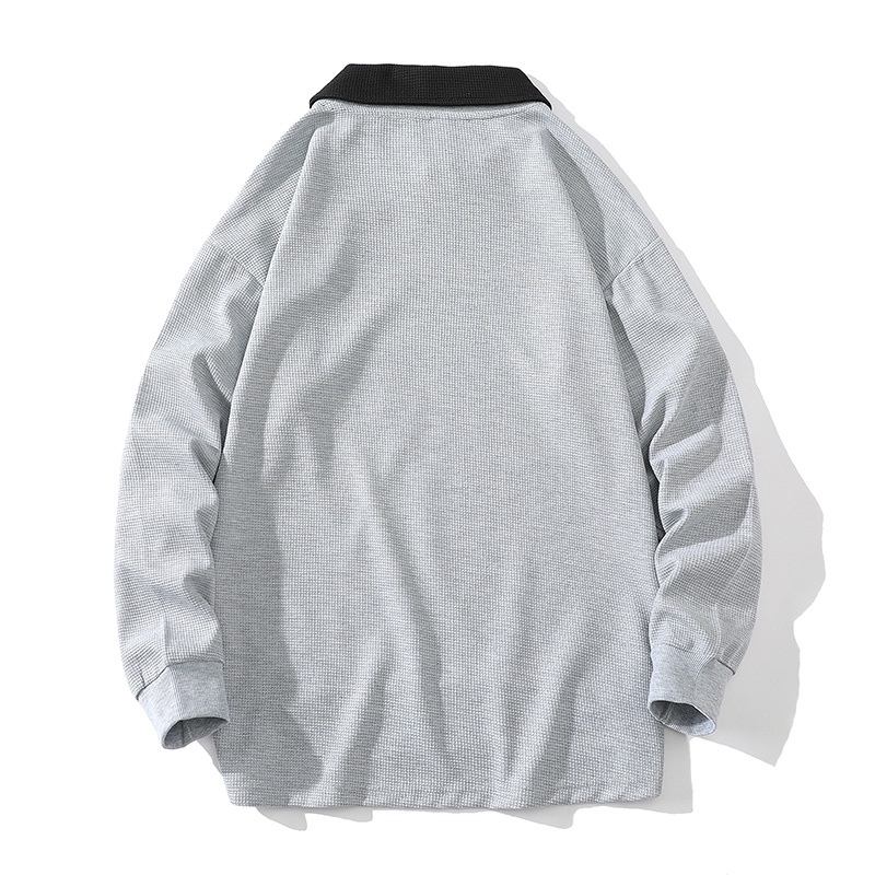 Áo Thun Polo Waffle Tay Dài Dáng Rộng Phong Cách Hàn Quốc Thời Trang Cho Nam Và Nữ áo sweater form rộng