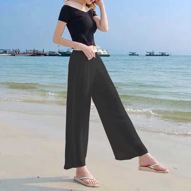 Quần Dài Ống Rộng Nam Nữ Xô Cotton Mỏng Mát Đi Biển Đi Phượt Chống Nắng Chống Muỗi Đốt - Âu Mỹ Hàn